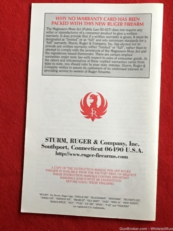 RUGER OEM FACTORY SUPER REDHAWK DOUBLE-ACTION REVOLVER INSTRUCTION MANUAL-img-1