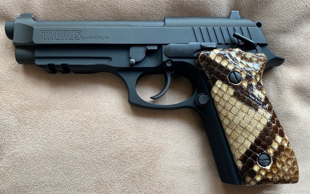 Genuine Python Skin Grips for Taurus PT92 9mm pistol GRIPS ONLY-img-1