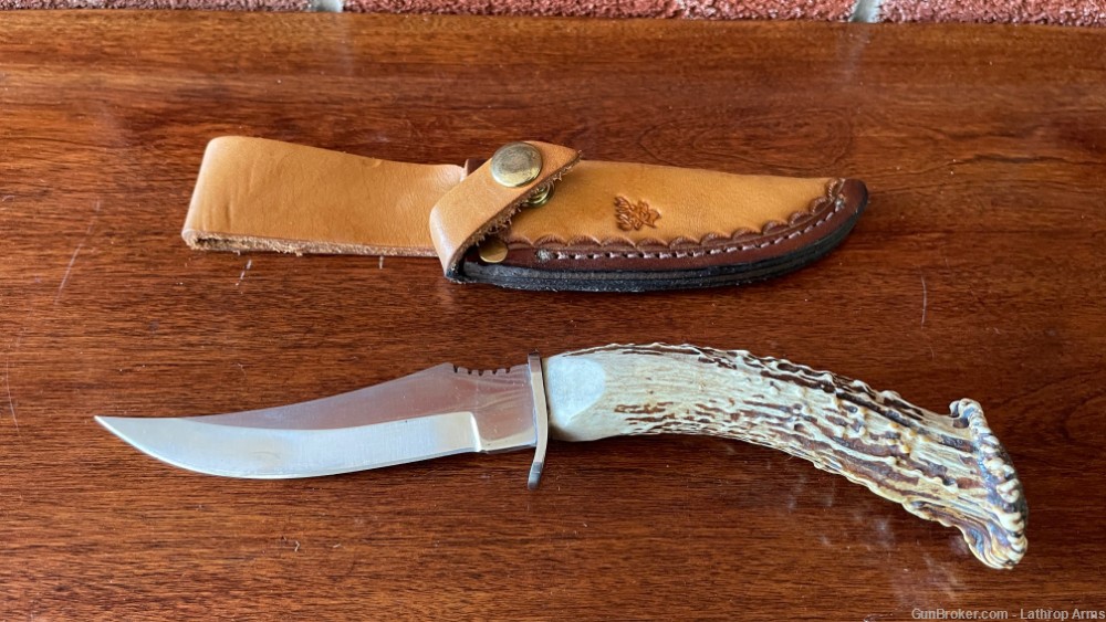 CNY Custom Handmade Stag Handled Bowie Knife w/ 4.5” Blade & Leather Sheath-img-4
