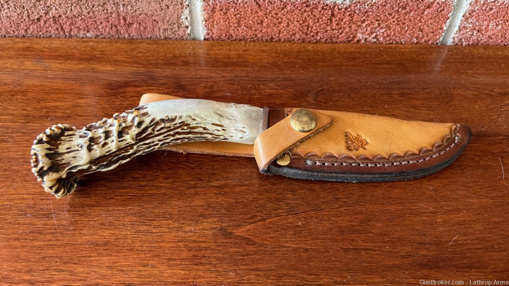 CNY Custom Handmade Stag Handled Bowie Knife w/ 4.5” Blade & Leather Sheath-img-1