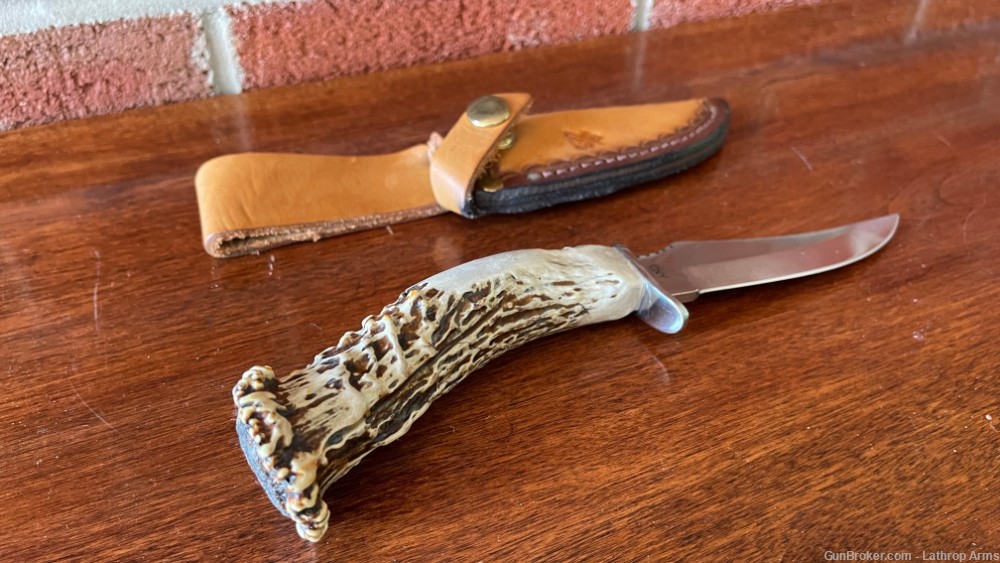 CNY Custom Handmade Stag Handled Bowie Knife w/ 4.5” Blade & Leather Sheath-img-5