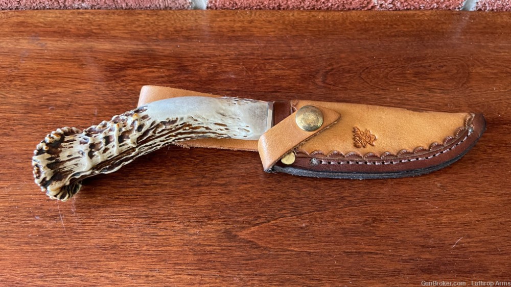 CNY Custom Handmade Stag Handled Bowie Knife w/ 4.5” Blade & Leather Sheath-img-2