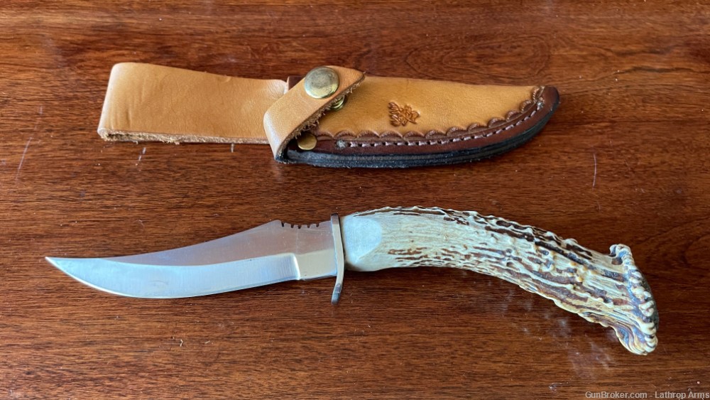 CNY Custom Handmade Stag Handled Bowie Knife w/ 4.5” Blade & Leather Sheath-img-3