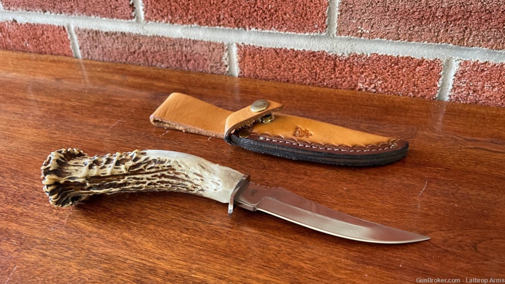 CNY Custom Handmade Stag Handled Bowie Knife w/ 4.5” Blade & Leather Sheath-img-6