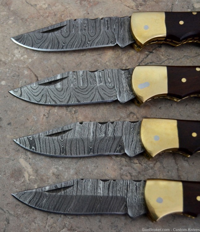Damascus Steel Set of 4 Back LocK Pocket Knives Mix Handle (LT FK WB)-img-2