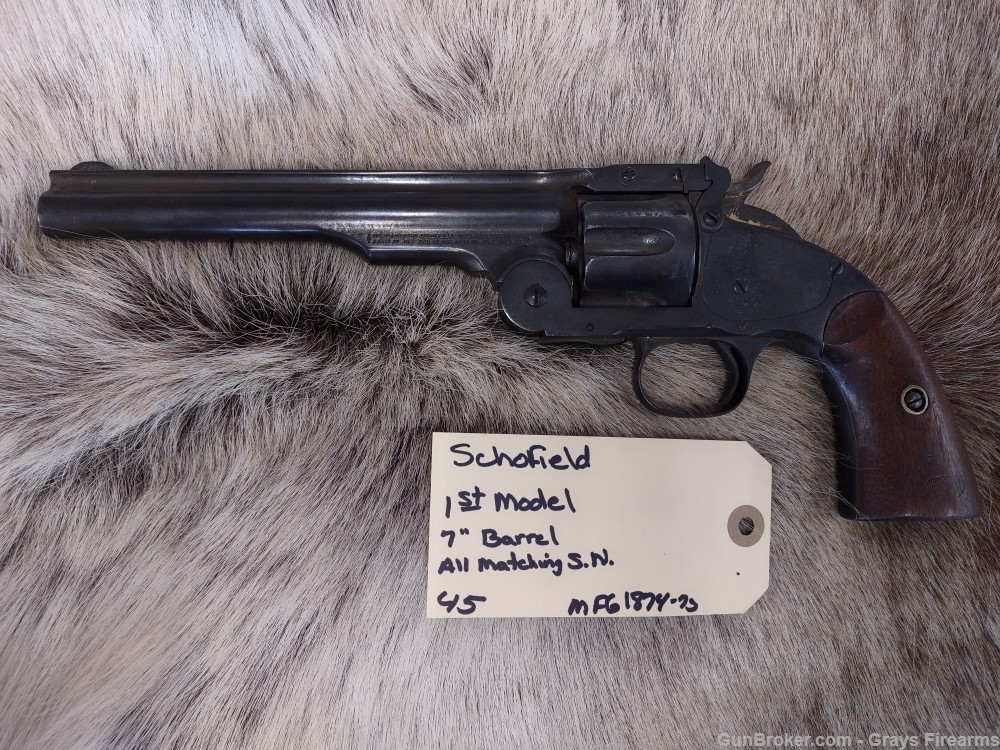 AUTHENTIC CAVALRY  SCHOFIELD 1ST MDL REVOLVER W/ 7 " US & CARTOUCHE STAMPED-img-0