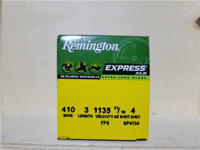 Remington 410 shotshell 3 inch #4 shot 25 rds. No cc fees
