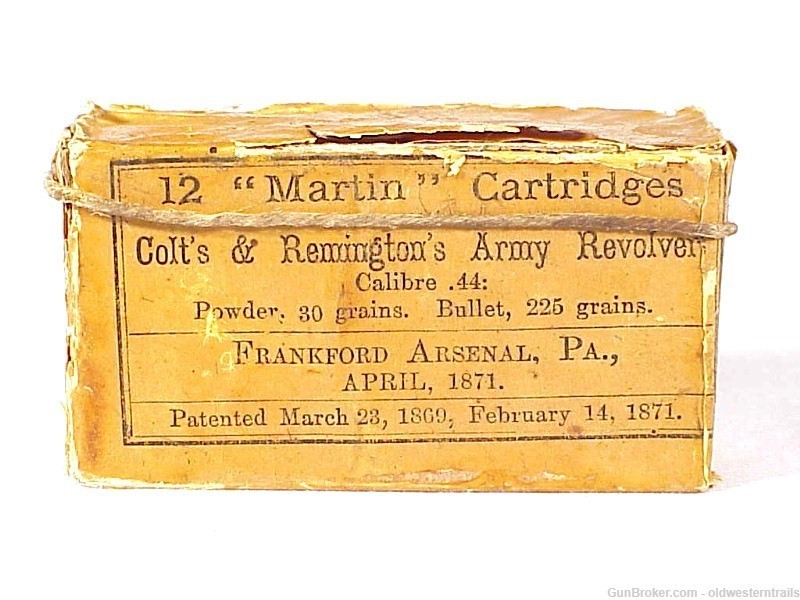 Box of 12 - .44 Cal. Colt's & Remington Army Revolver Cartridges 1871-img-0