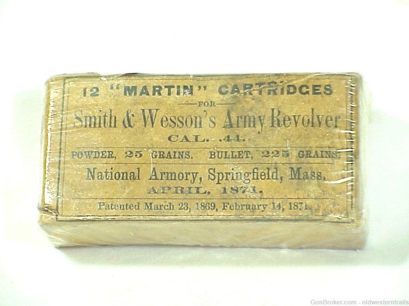 Box of 12 Martin Cartridges for Smith & Wesson's Army Revolvers .44 Cal. -img-0