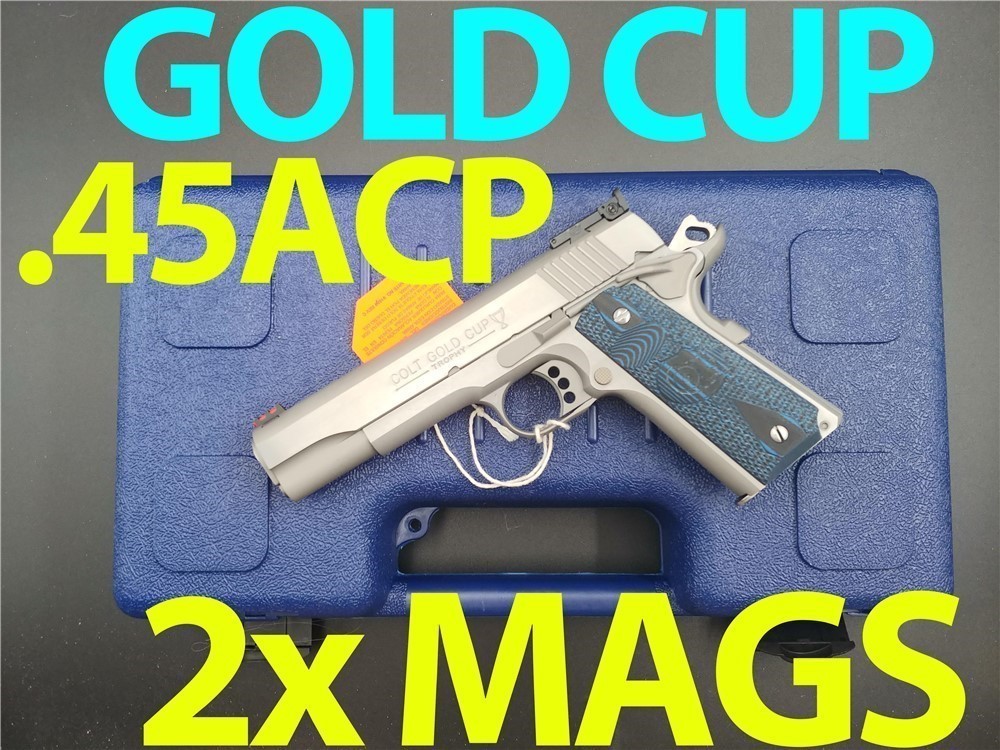 COLT 1911 Gold Cup 45ACP Colt Stainless  2x Colt-1911 MAGS, Match Barrel-img-0
