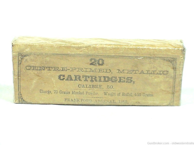 Box of 20 1869 Centre-Primed .50-70 Cal. Grains Musket Powder Cartridges-img-0