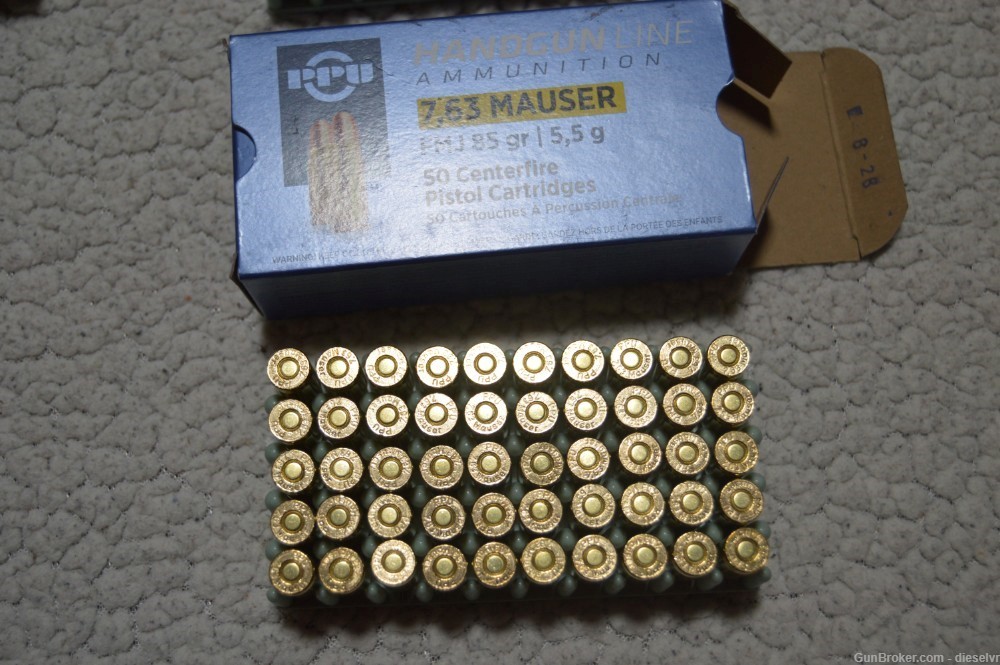 250 Rounds NEW PPU 7.63 mm Mauser Ammunition-img-7