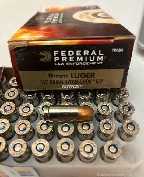 100 rounds Federal Hydra Shok Tactical 9mm 147 grain JHP ammo-img-0