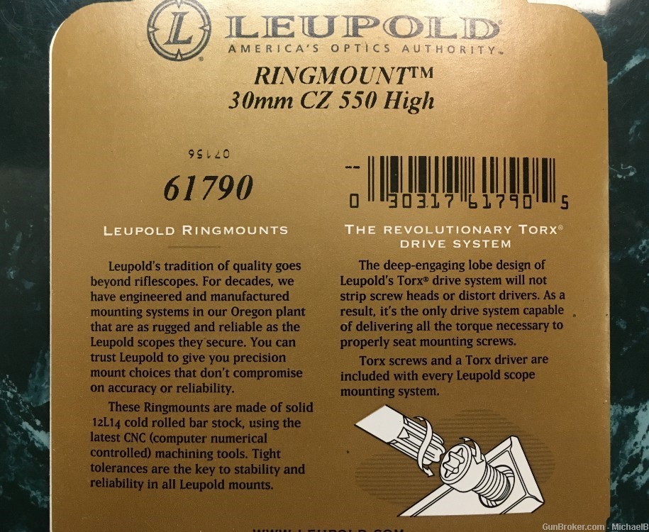 CZ 550 30mm Rings by Leupold - Matte Steel, High Height, Unused, $6 Ship-img-1
