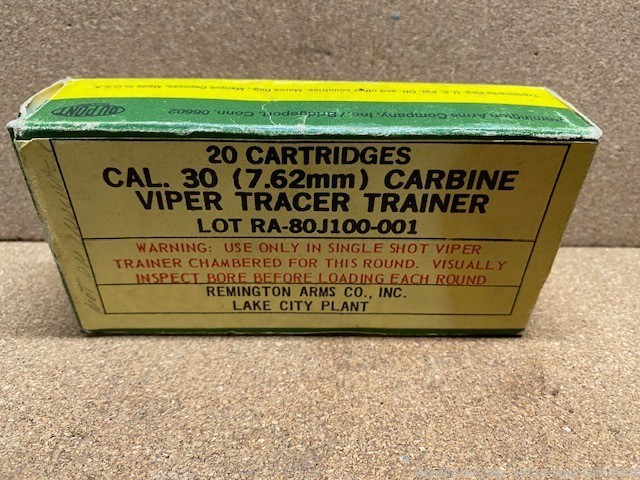 Rare 30 Carbine Viper Tracer Trainer Rounds w/h Original Box-img-1
