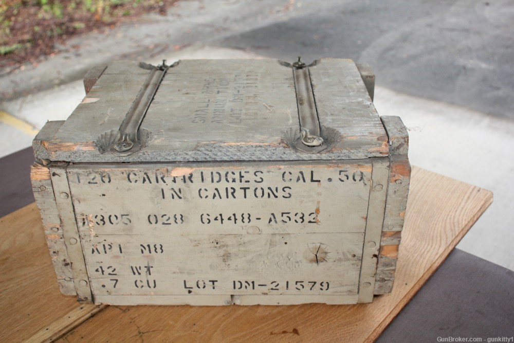 Empty 50cal BMG API M8 Lend/Lease Vintage Wooden Crate-img-0