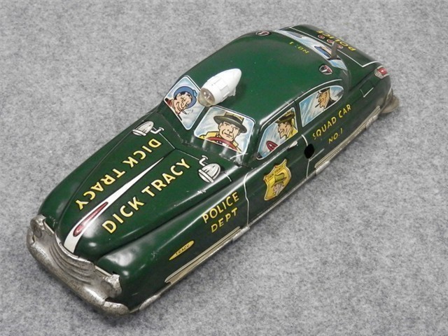 1949 MARX DICK TRACY POLICE SQUAD CAR TIN (NICE)-img-3