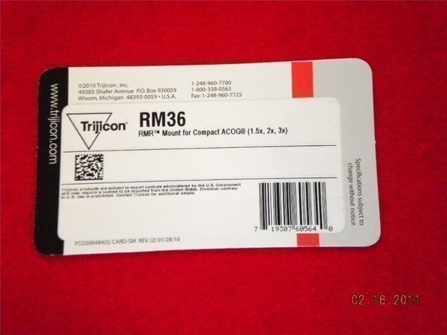 TRIJICON RM36 RMR MOUNT FOR 1.5x 2x 3x ACOG MODELS-img-0