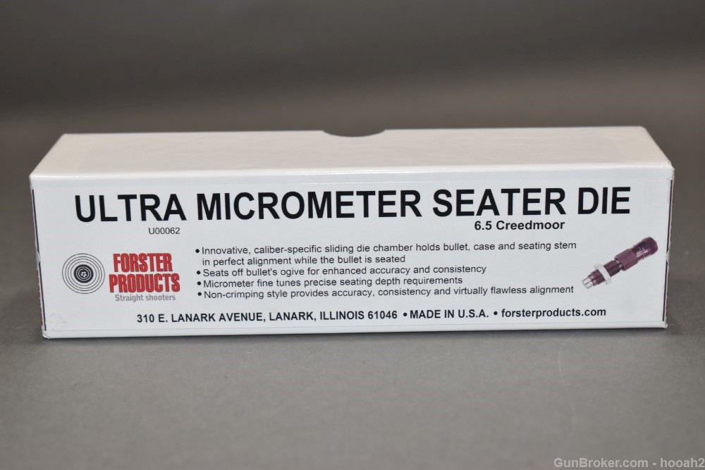 Excellent NOS Forster Ultra Micrometer Seater Die 6.5 Creedmoor Sealed-img-0