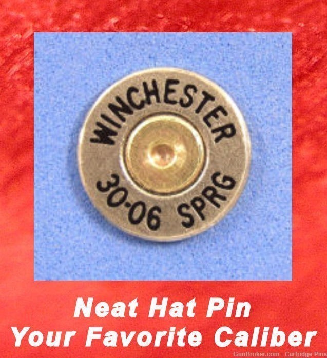 Winchester 30-05 SPRG  Nickel  Cartridge Hat Pin  Tie Tac  Ammo Bullet-img-0