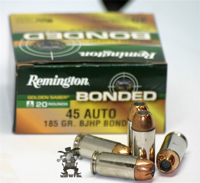 45 Remington ACP GOLDEN SABER 185Gr AUTO BONDED acp JHP Nickel 20RDs-img-0