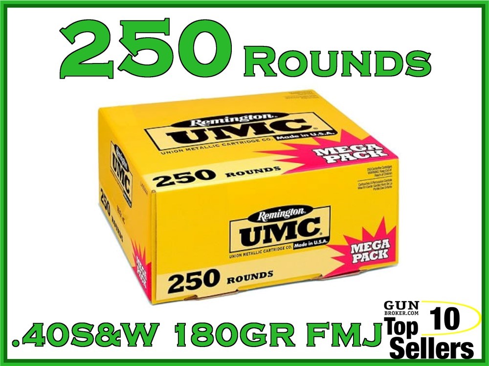 Remington UMC 40 S&W 180 GR FMJ L40SW3A 250CT-img-0