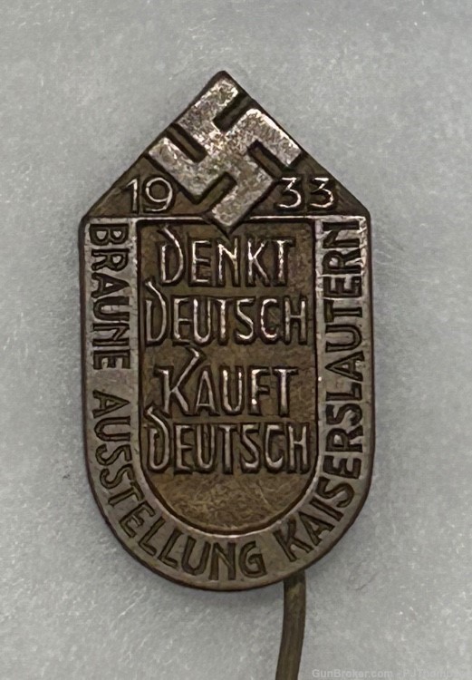 Original WW2 German 1933 Denkt Deutsch Kauft Deutsch Stick Pin -img-2