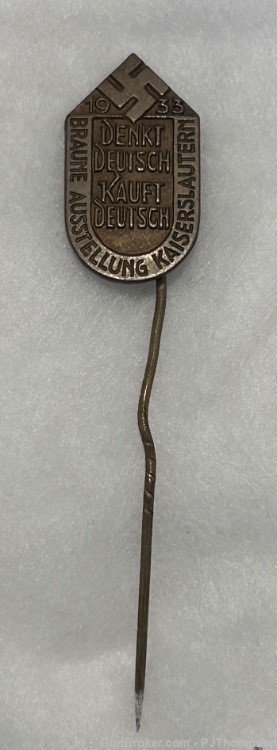 Original WW2 German 1933 Denkt Deutsch Kauft Deutsch Stick Pin -img-0