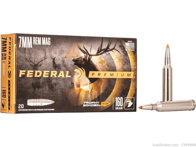 2 Boxes Federal Premium Ammunition 7mm Remington Magnum 160 Grain Trophy-img-0