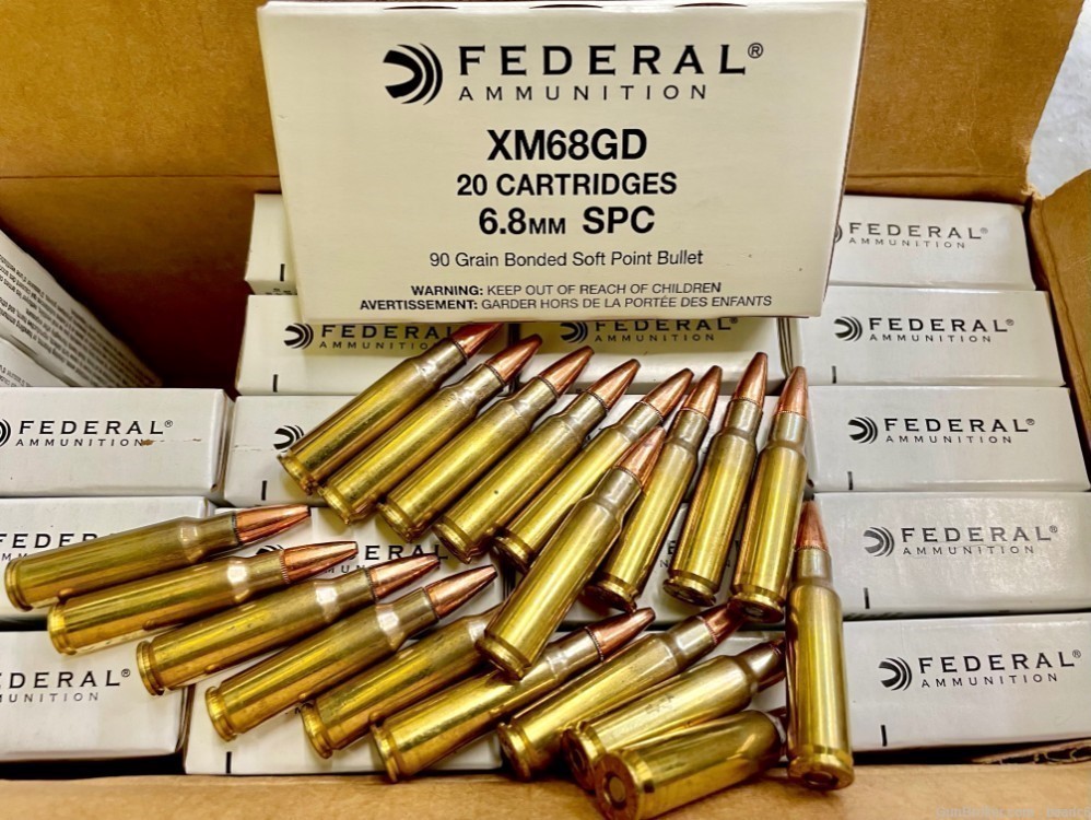 FEDERAL 6.8mm SPC Gold Dot 90 Grain Bonded soft point bullet 100 RD brass-img-7