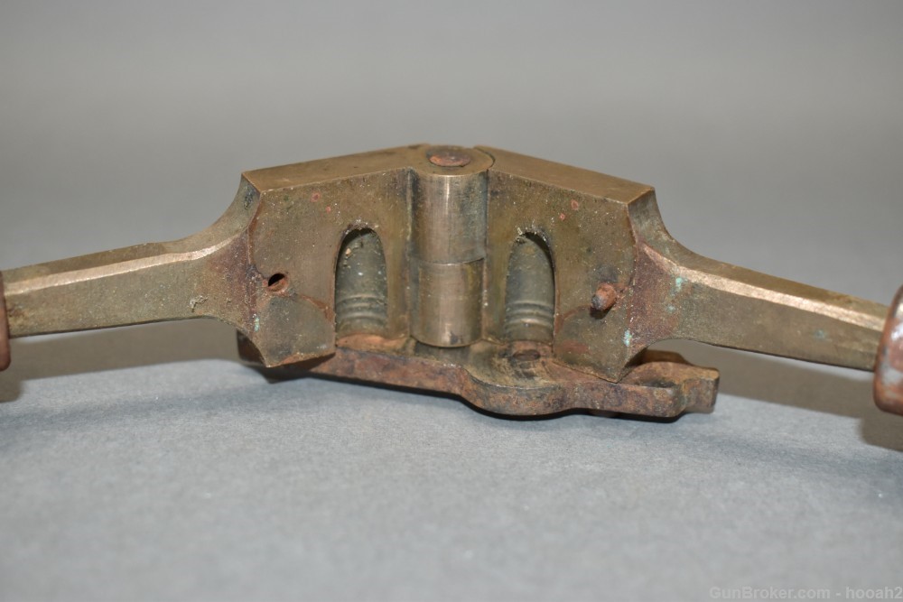 Vintage Unmarked Brass Single Cavity Bullet Mold .345" Diameter Round Nose-img-4