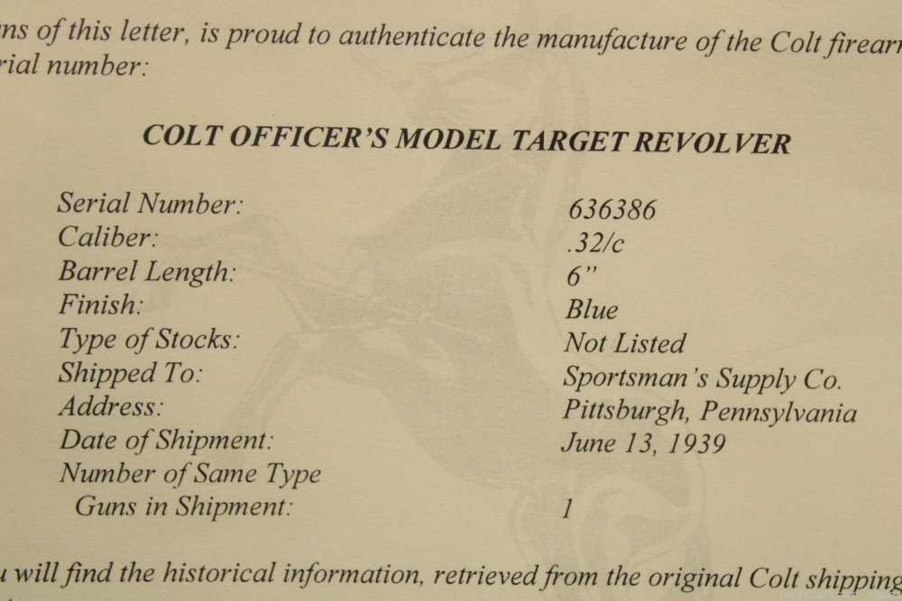 Colt HEAVY BARREL Officer's Model Target (32 cal Police CTG, 6-inch) 1939-img-13