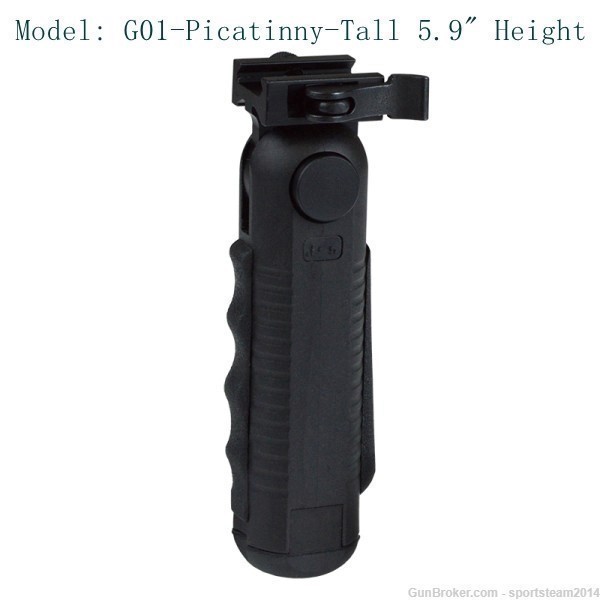 G01  TALL Quick Release 5-Position Foregrip +Egonomic Rubber Grip Picatinny-img-3