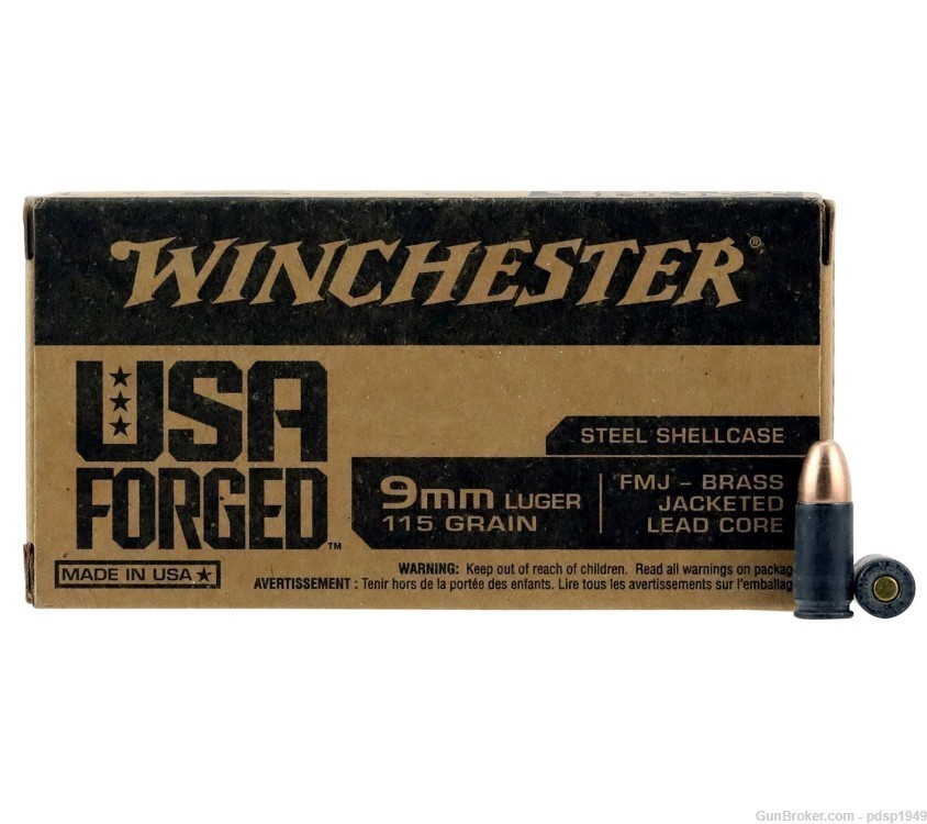 9MM 150rd Winchester USA Forged FMJ Steel Case WIN9S Winchester Ammo-img-0