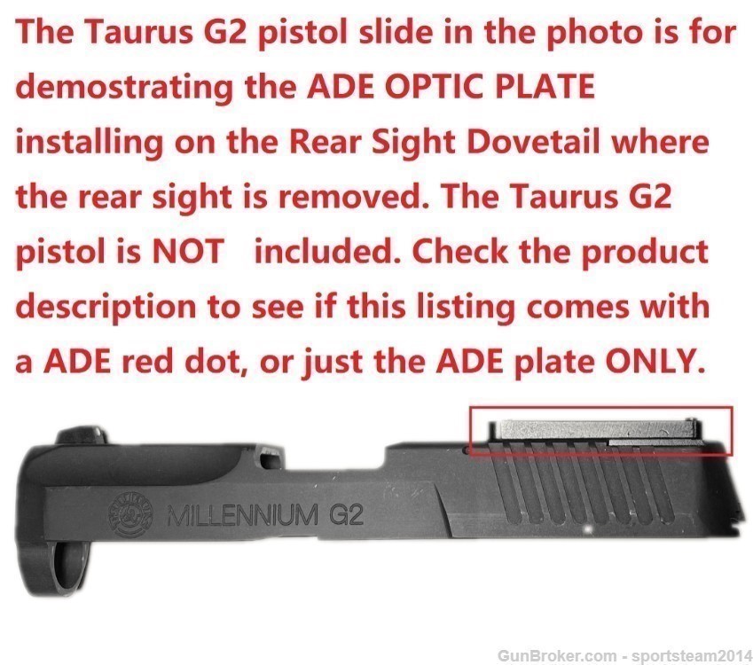 ADE RD3-012 Red Dot+Optic Mount Plate For Taurus PT709,PT740,G3 w/New Sight-img-14
