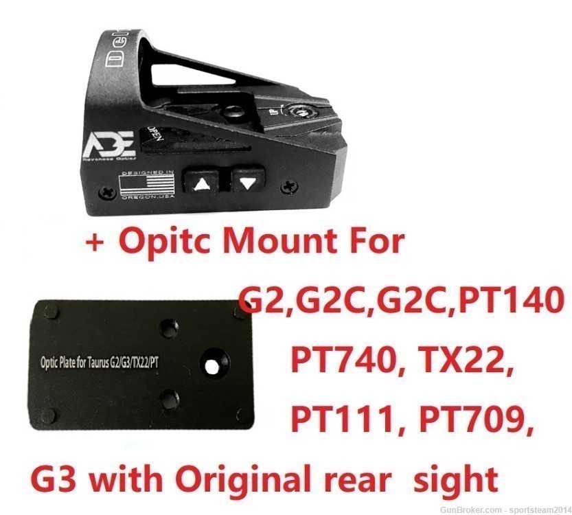 ADE RD3-012 Red Dot+Optic Mount Plate For Taurus PT709,PT740,G3 w/New Sight-img-0