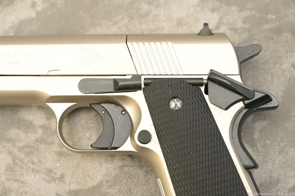 Colt 1911 .177 CO2 pellet pistol; NICKEL FINISH made in Germany-img-6