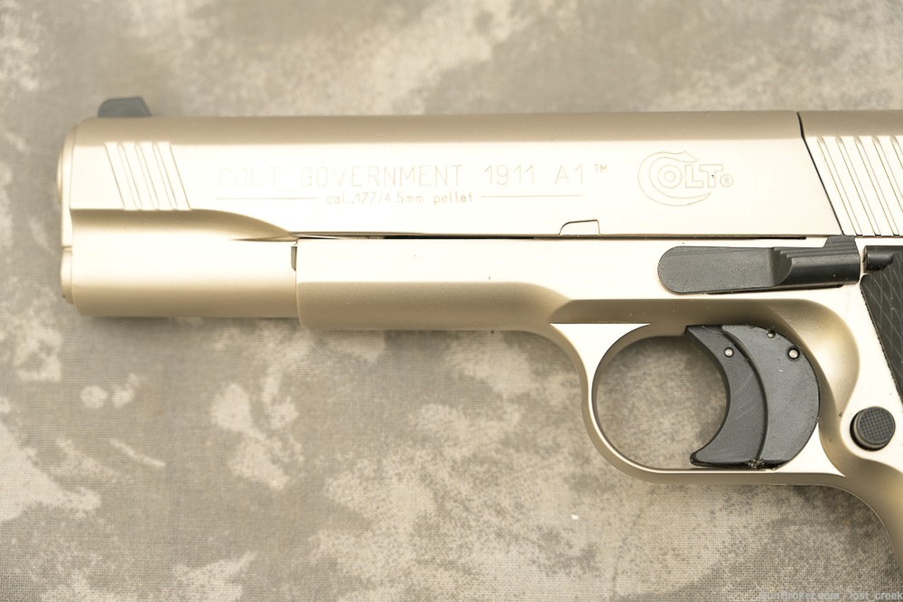 Colt 1911 .177 CO2 pellet pistol; NICKEL FINISH made in Germany-img-7