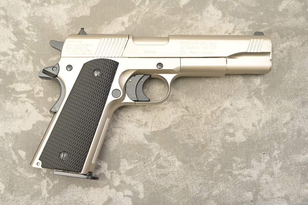Colt 1911 .177 CO2 pellet pistol; NICKEL FINISH made in Germany-img-11