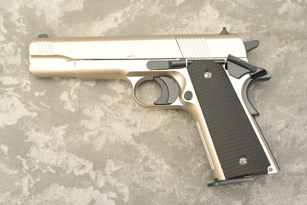 Colt 1911 .177 CO2 pellet pistol; NICKEL FINISH made in Germany-img-0