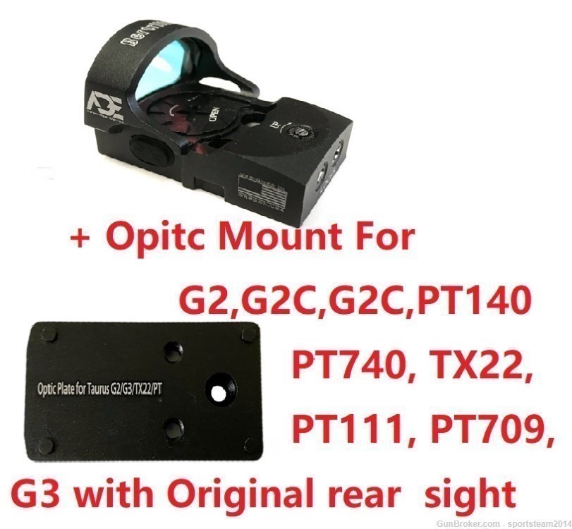 ADE RD3-013 Red Dot+Optic Mount Plate For Taurus PT709,PT740,G3 w/New Sight-img-0