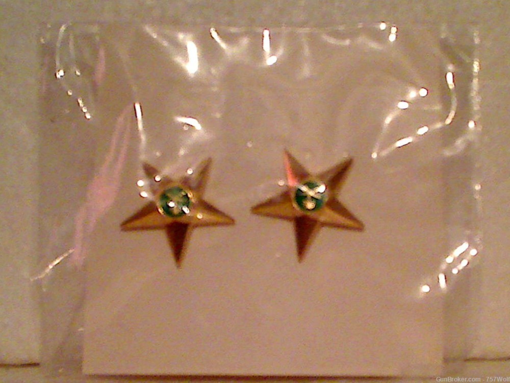 Vintage NOS Saudi Arabia Army Pair Of Officers Gold Rank Insignia Stars New-img-0