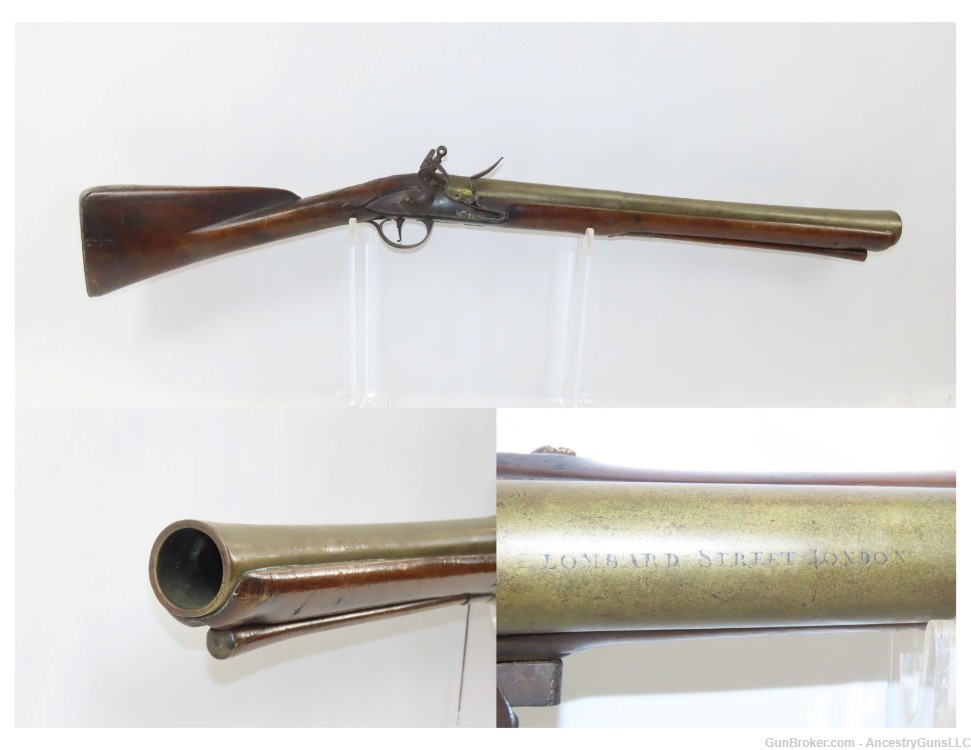 THOMAS GIBSON FLINTLOCK BLUNDERBUSS Brass Barreled LONDON Proofs Antique-img-0
