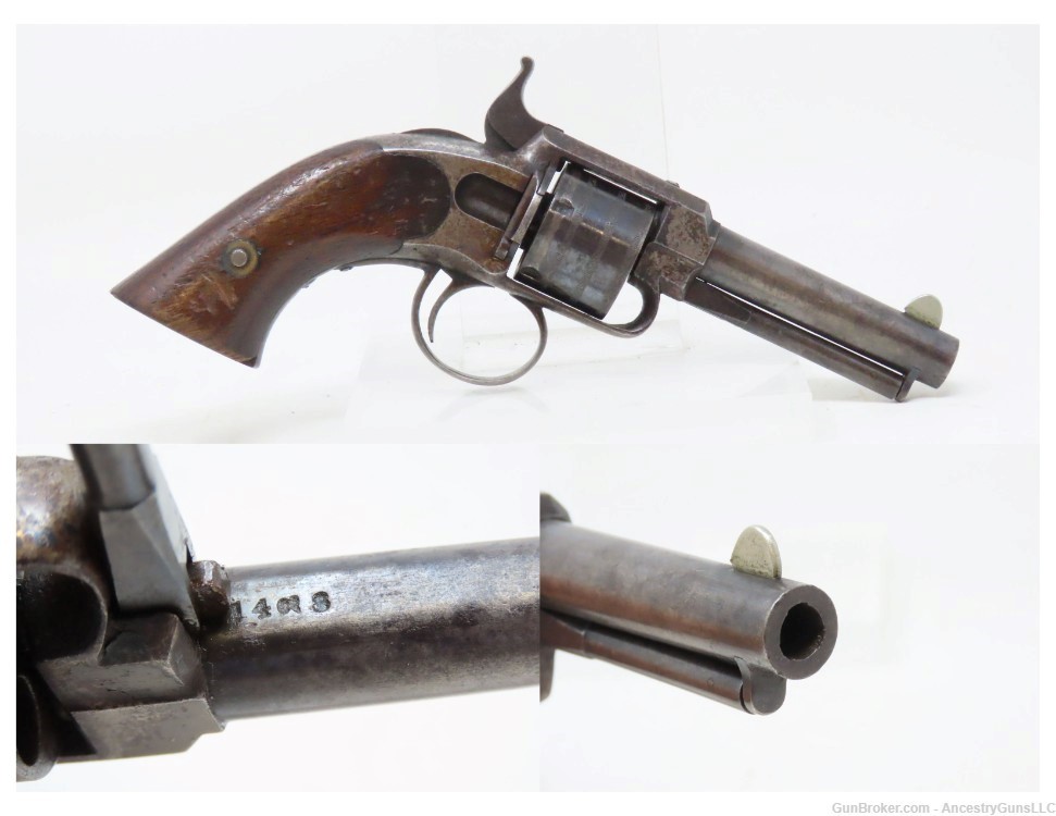 Late 1860s VERY RARE Antique JAMES WARNER .30 RF Cartridge POCKET Revolver -img-0