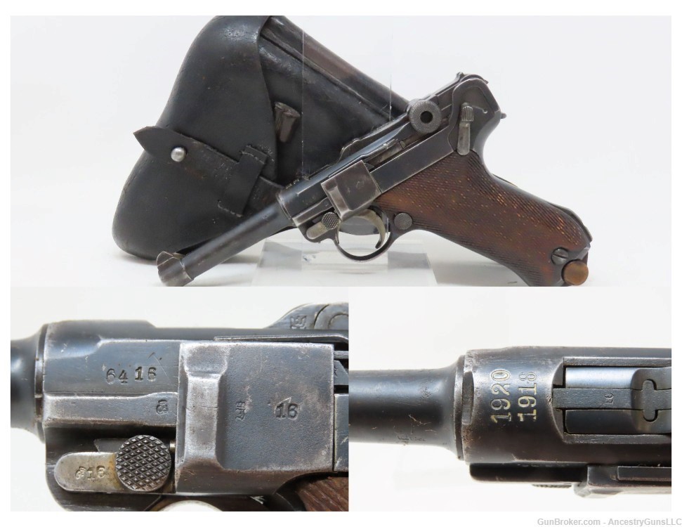 1918/1920 WORLD WAR I ERFURT Luger Double Date 9x19mm GERMAN POLICE-img-0