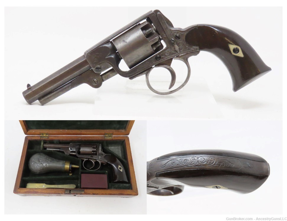 RARE Antique IXL NYC .31 Caliber DOUBLE ACTION Revolver CASED & ENGRAVED   -img-0