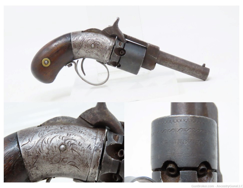 VERY RARE Antique JAMES WARNER .28 FIRST MODEL Percussion Pocket Revolver  -img-0