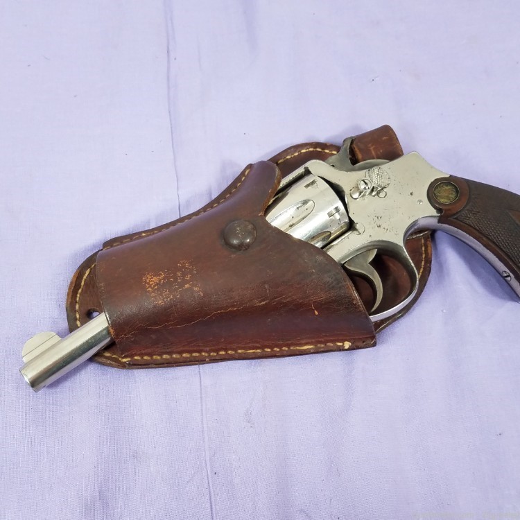 Vintgae Smith & Wesson .38 Hand Ejector Revolver Pistol in Leather Holster-img-11