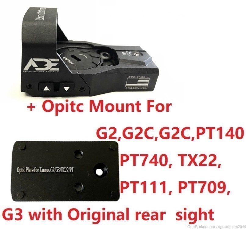 ADE RD3-015 Red Dot+Optic Mount Plate For Taurus PT709,PT740,G3 w/New Sight-img-0
