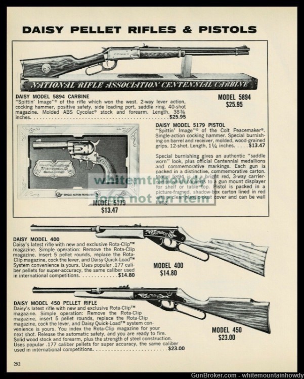 1973 DAISY 5894 Carbine 5179 Pistol Copycat 1873 Winchester Peacemaker AD-img-0